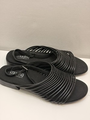 Munro Celia Blk Leather Women 10W Sling-back Sandals Comfort Wide Width Luxury