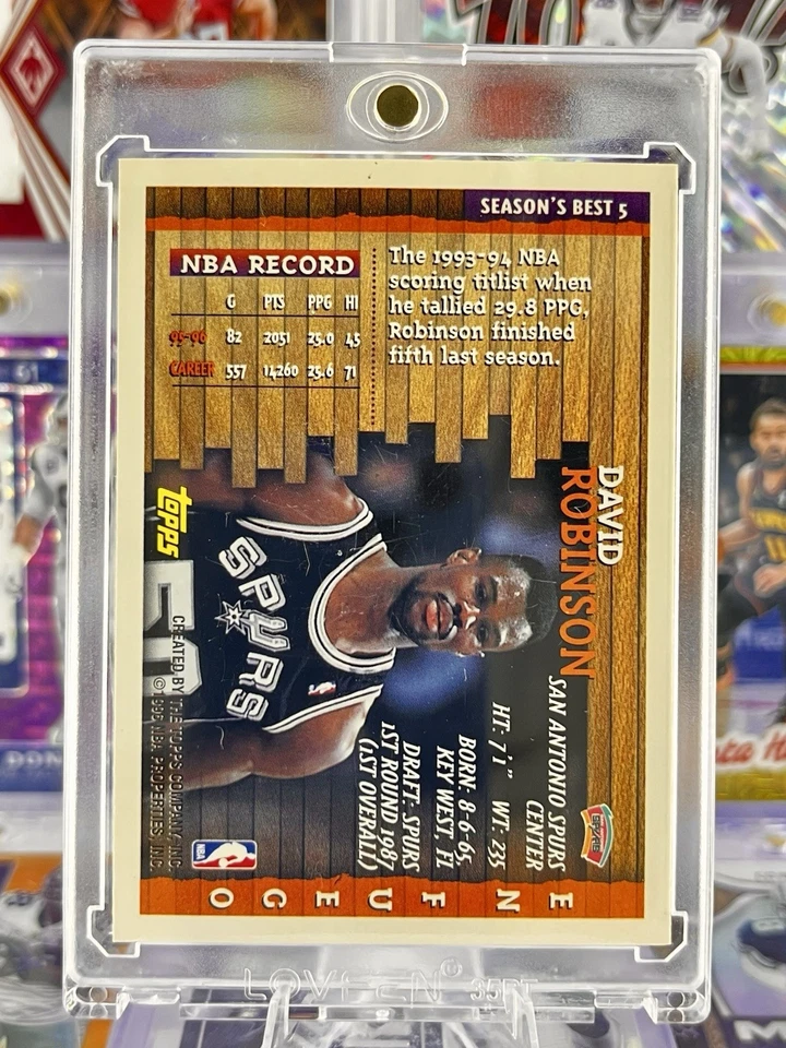 1996 Topps Davidson Robinson En Fuego Rare Super Wave Pattern Insert SP - Image 2 of 3