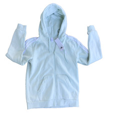 NWT Adidas Essentials 3-Stripes Full-Zip Fleece Hoodie Light Green Medium Women