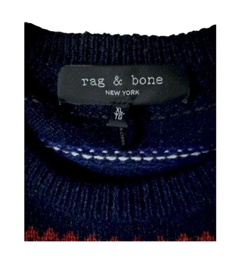 Rag & Bone Mens Multi Wesley Fair Isle Wool Crewneck Sweater Size XL NWOT - Image 3 of 4