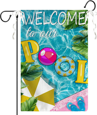 Welcome to Our Pool Garden Flags 12x18 Inch for Outside Summer Pool Party Decor