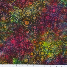 1 Yard Cut Lunn Double Dots Batik 100 Cotton 022 Celebration Red Green Orange