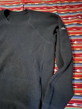 Alo Yoga Mens Medium Black Gray Triumph Fleece Crewneck Sweatshirt Zip Pockets