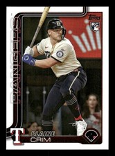 2025 Topps Update #US205 Blaine Crim Rookie Texas Rangers