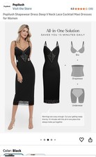 Popilush Shapewear Dress Deep V Neck Lace Cocktail Maxi Dresses for Women