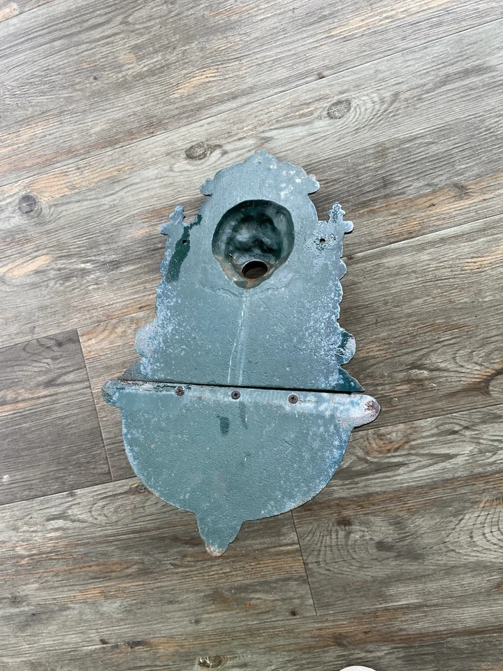 Waschbecken Wandbrunnen Gusseisen Ausgußbecken rustikal Antik Stil grün H. 44cm - Bild 3 von 3