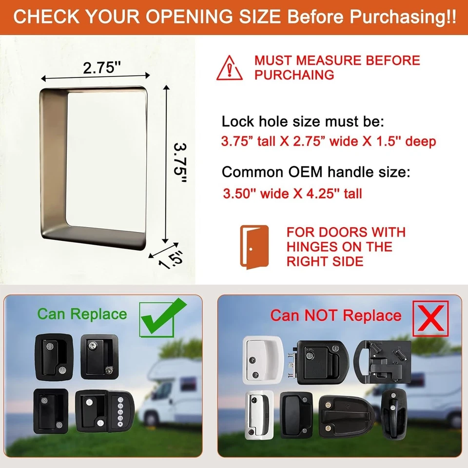 RV Keyless Entry Door Lock Camper Trailer Lock for RV Caravan Travel Trailers Foto 4 de 4