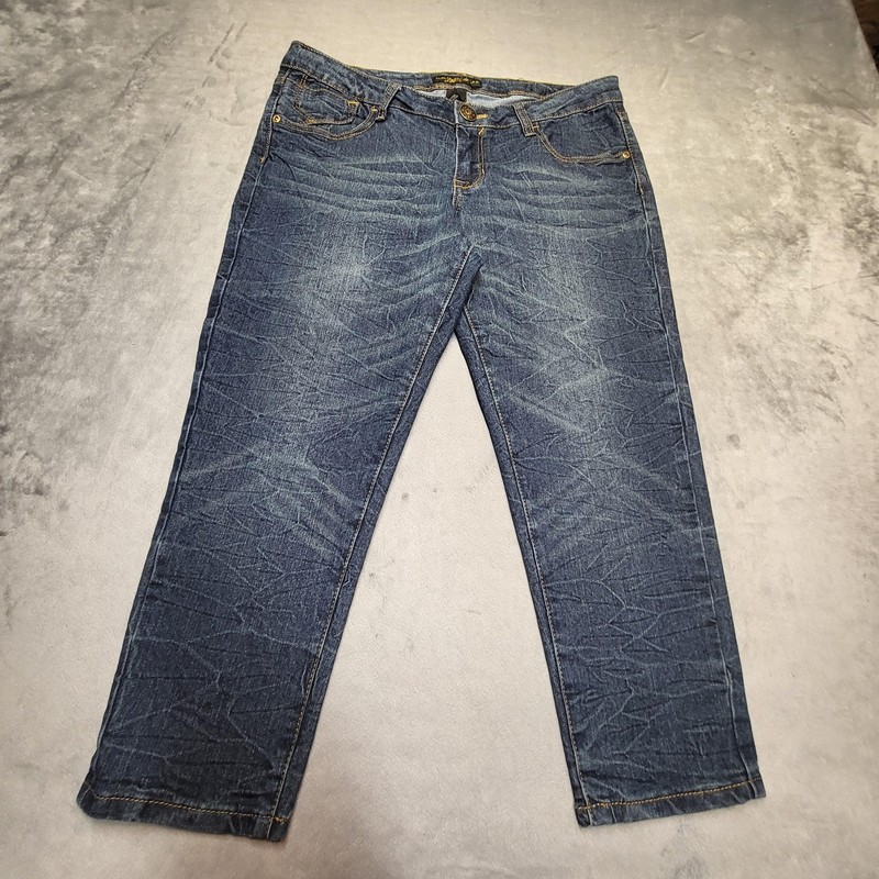 Southpole Jeans Juniors 11 Straight Blue Medium Wash Stretch Cropped Denim