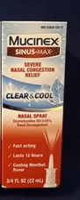 Mucinex Sinus Max 12 Hour Decongestant Clear Cool Nasal Spray 0.75