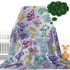 Glow in The Dark Blanket Mushroom Blanket for Kids Adults Soft Flannel Throw ...
