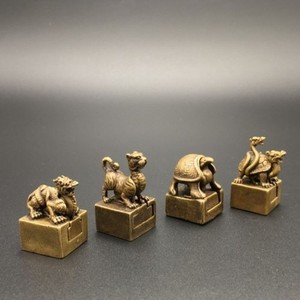 Four Brass"Four Divine Beasts"Seals Chinese Feng Shui"Protection&Balance"Statues