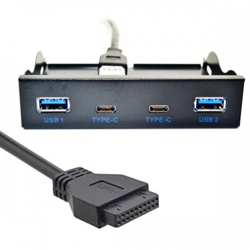 USB HUB 2x Typ A 3.0 + 2x USB C 3.1 Panel Mount für Diskettenschacht - 第 2/4 張圖片