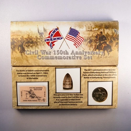 Civil War 150th Anniversary Commemorative Set, Stamp/Bullet/Coin in Box P2