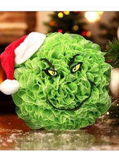 GRINCH MERRY CHRISTMAS DECO MESH WREATH