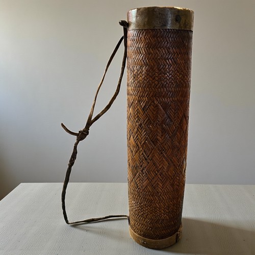 Antique Dayak Borneo Rattan/Bamboo Canteen Vessel Tribal Ethnographic Art (349)