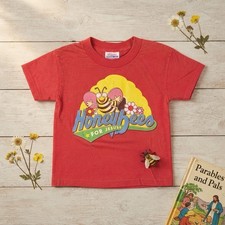 Vtg 90s Hanes Heavyweight 50/50 Honeybees For Jesus Shirt Youth XS 2-4 Red EUC