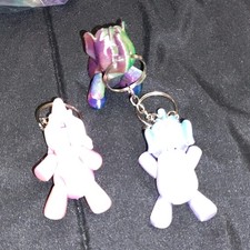 Colorful Plastic Elephant Animal Keychains Set, Detachable Keyring, Pink Blue