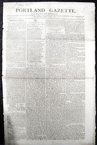 1805 PORTLAND GAZETTE NEWSPAPER END OF WAR WITH BARBARY PIRATES - Afbeelding 1 van 1