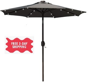 Sundale Outdoor 7 Ft Solar Powered 24 Led Lighted Patio Umbrella Table Market Um 611517163388 Ebay