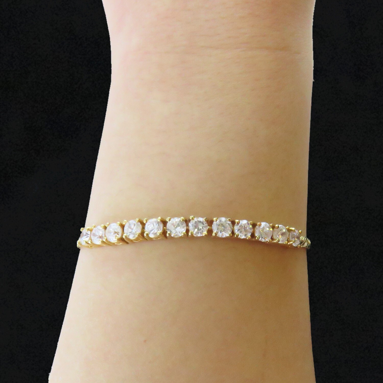 NYJEWEL 14k Yellow Gold White Clear Stone Bracele… - image 3