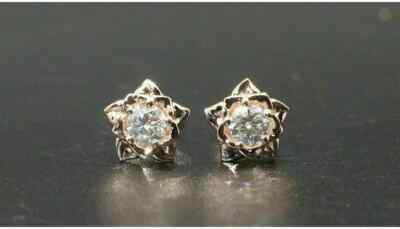 2.10Ct Lab Created Round Diamond Flower Stud Earrings in 14k Yellow Gold Finish