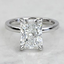2.00 Carat Radiant Cut Genuine Lab Grown Diamond Ring in Gold CERTIFIED