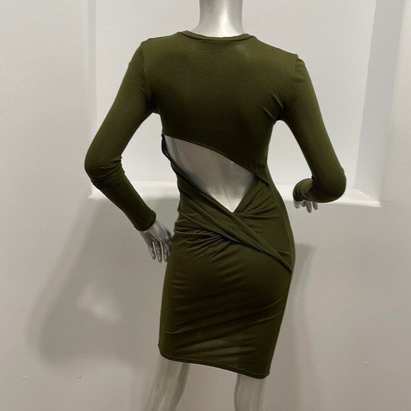 Haute Hippie Long Sleeve Olive Green Dress Stretch Cutout Open Back Size XS NWOT | eBay Haute Hippie Long Sleeve Olive Green Dress Stretch Cutout Open Back Size XS NWOT | eBay