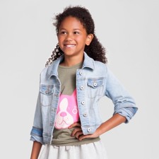 Girls' Cat  Jack Super Stretch Light Wash Blue Frankie Jean Jacket, Size XS 4/5
