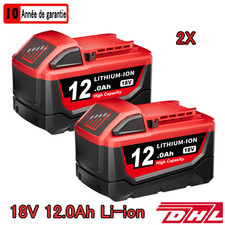 2x Batterie pour Milwaukee M18 12,0Ah M18B12 18V XC Li-Ion 48-11-1812 48-11-1880