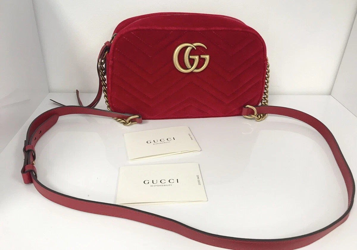 Gucci Red Velvet Small Marmont Bag