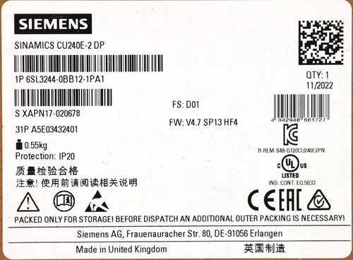 Siemens SINAMICS Steuergerät CU240E-2 DP ¦ 6SL3244-0BB12-1PA1 ¦ nagelneu verpackt - Bild 5 von 5