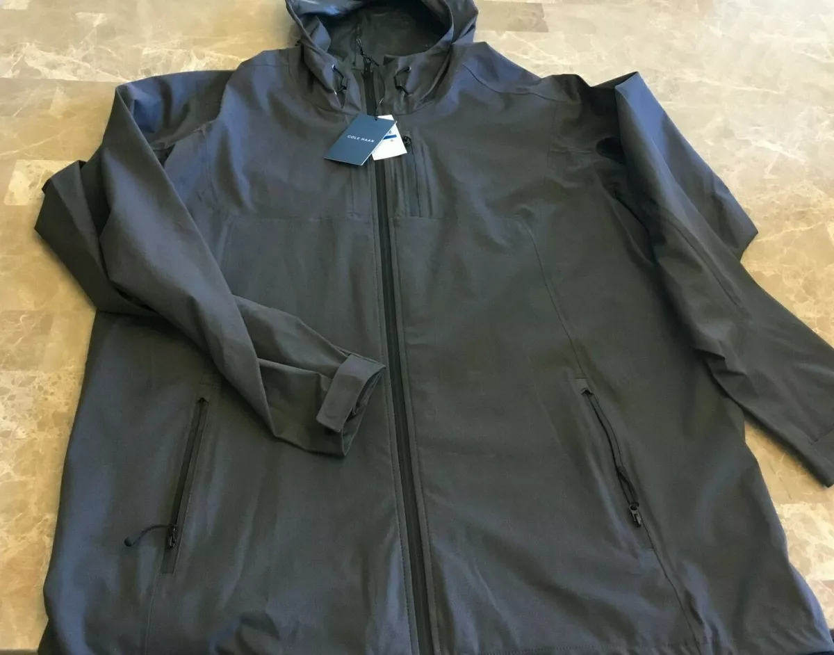 Cole Haan Grand OS Hooded Waterproof Rain Jacket Gray 538AP448