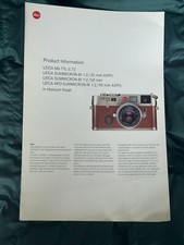 Leica M6 TTL 0.72, and 35mm, 50mm, 90mm, lenses,  2 Page  A4 Product Brochure