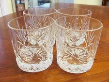 GLENCAIRN SCOTLAND CUT CRYSTAL 'WR' 4 DOUBLE OLD FASHION WHISKEY GLASSES NEW