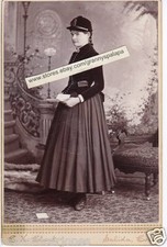 Original Cabinet Photo-Pretty Young Girl Standing-Long Dress Hat-Smartly Dressed