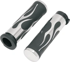 Drag Specialties - 17-0571DB - Grips - Flamed - Chrome