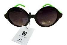 Girls Willow Round Black Sunglasses with Green Temples kid 2507 Green 71