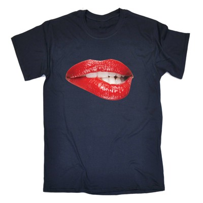 Beißende rote Lippen - Herren lustiges Neuheit Geschenk Tee Top Shirts T-Shirt Tshirts