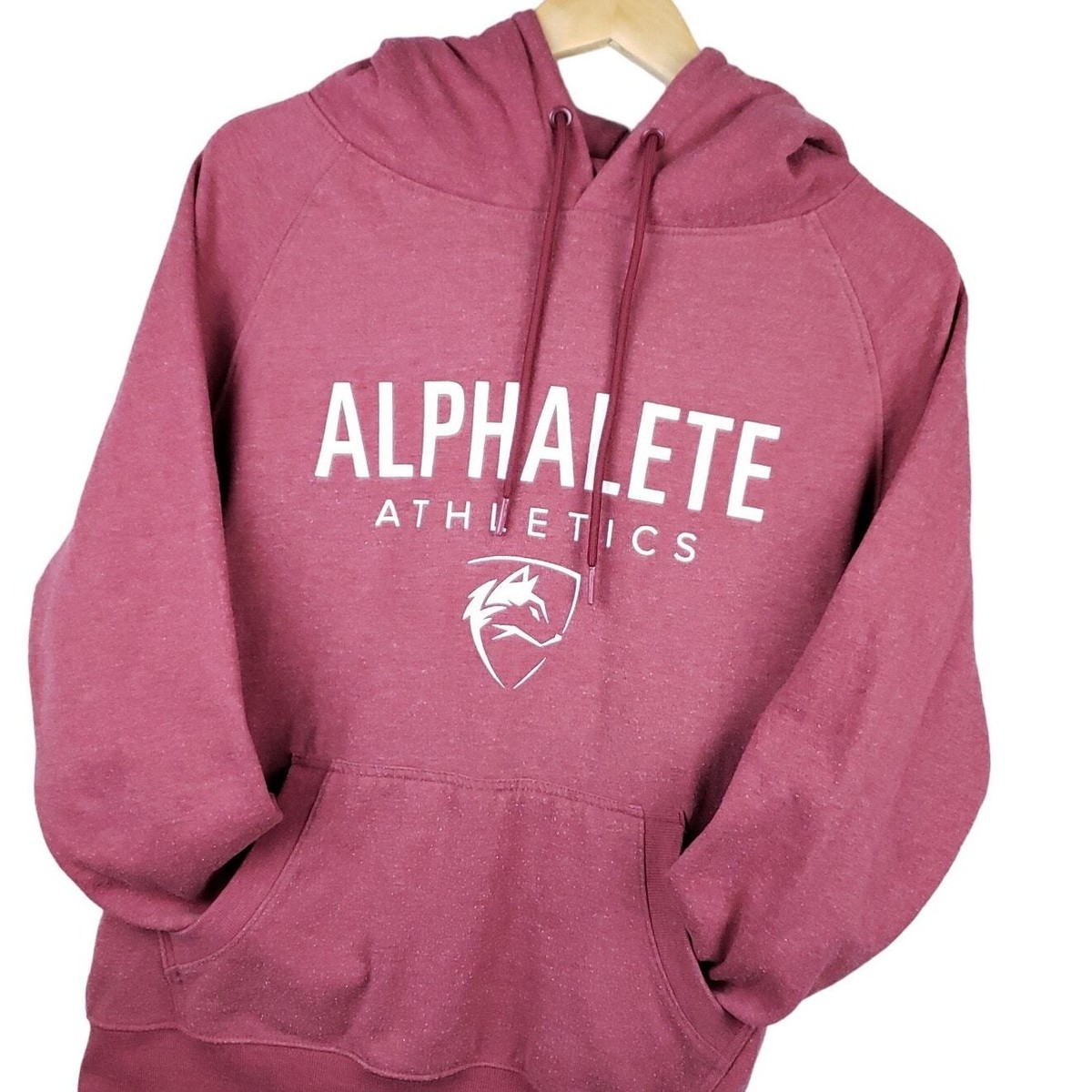 Alphalete Men's Pullover Gym Hoodie Sweatshirt Small Pink White Spellout