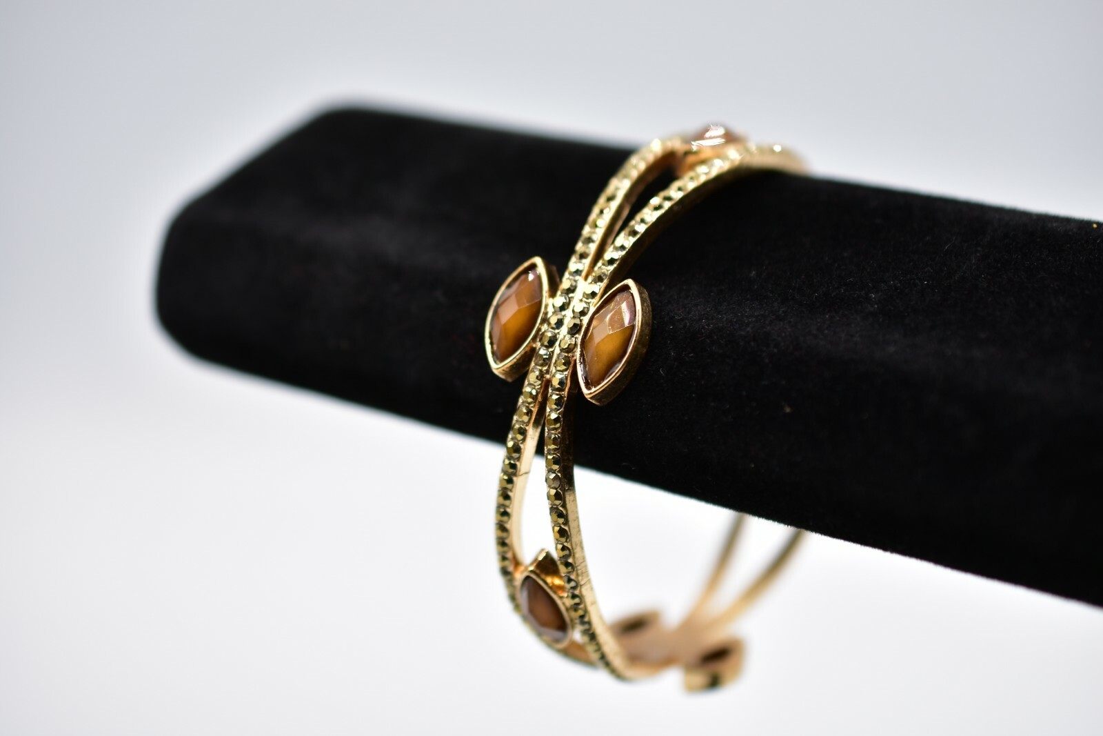 Statement Bangle Bracelet Rhinestone Crystal Gold… - image 4