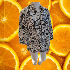 Coldwater Creek Black and White Floral Open Front Blazer Size Medium