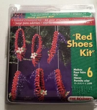 The Beadery Red, Purple Shoes Kit Makes 6 Ornaments 3.5 inches Each