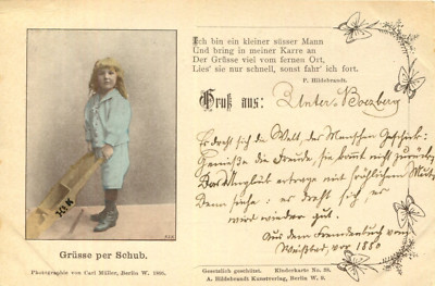 Postcard Rhyme Poem c. 1900 (?) Greetings by push - I'm a little sweet...