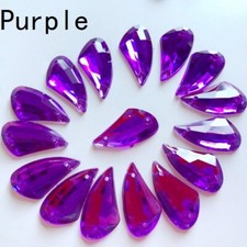 50pcs Acrylic Loose Beads Crystal Rhinestone Gems Sew On DIY Decor Craft 13X23mm