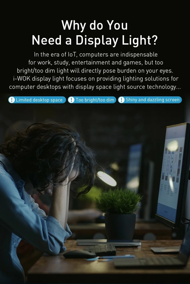 Baseus Screenbar LED Stepless Dimming Screen Bar Hanging Light Desk Monitor Lamp - image 4 of 4