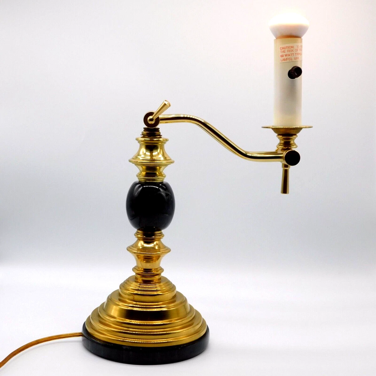 Vintage Piano Banker Desk Accent Adjustable Lamp Black Marble Brass