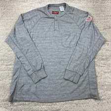 Bulwark FR Henley Shirt Large Gray CAT 2 CAL Flame Resistant HRC ARC Work Mens