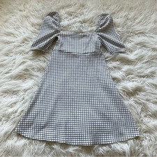 Zara Check Plaid Puff Sleeve Dress