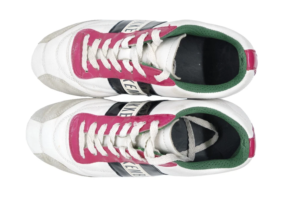 Zapatillas bajas Dirk Bikkembergs fútbol perno Y2K vintage a rayas rosa Foto 3 de 4