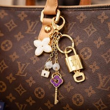 Authentic Louis Vuitton Gold Padlock   Unbranded Keychain Bag Charm LV